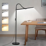 LED Floor Lamp, 15W/1800LM Bright Reading Floor Lamp for Office with Double Head, Adjustable Gooseneck Dimmable Modern Standing Light for Lash Extension Craft, Eye Caring Floor Lamps for Living Room Seaside village