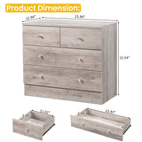 Karl home Grey 4 Drawer Dresser for Bedroom, Modern Wood Dresser Chest of Drawers, Rustic Bedroom Dressers Nightstand, Anti-Tipping Device, Rose Gold Metal Handle, Living Room, Hallway, Office Karl home