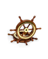 Nagina International 4" Small Rosewood Crafted Brass Ring Ship Wheel | Pirate's Adult Nautical Decor Steering Wheel | Maritime Nursery Decor Nagina International