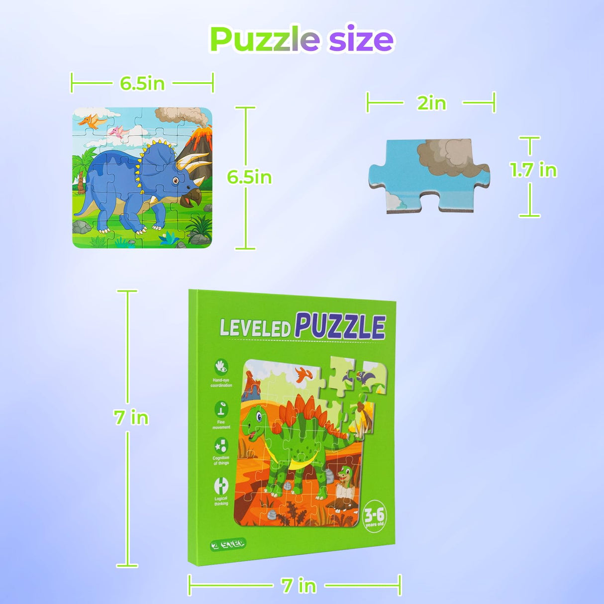Nattork Magnetic Puzzle Book for Toddlers 3-6 Girls Boys,Travel Puzzles Game for Kids Ages 3-6,Learning Magnet with Fun for 3 4 5 6 Years Old Children Boys Girls Dinosaur Nattork