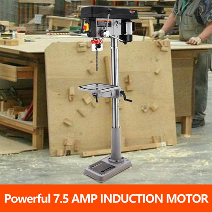 15 in Floor Drill Press, 7.5 Amp 120V Pure Copper Motor, 288-3084 RPM Variable Speed Cast Iron Bench Drill Press, 0-45° Tilting Worktable, Tabletop Drilling Machine for Wood Metal - WoodArtSupply