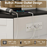 Fameill Corner Vanity Desk with Tri-Fold Mirror and Adjustable Light, Makeup Dressing Table with Power Outlet, 3 Drawers, Sliding Cabinet, Open Shelves, White Vanity Desk for Bedroom, Women, and Girls Fameill