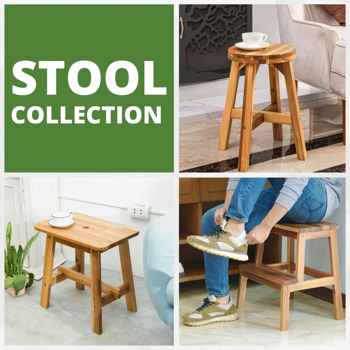 BEEFURNI 2 Step Wood Stool, Wooden Stepping Stools for Adults & Kids 350 lbs, Kids Stepping Chair, Bathroom, Bedroom Bench, Closet Climbing Chair, Easy to Assemble, 1 Year Manufacturer Warranty BEEFURNI