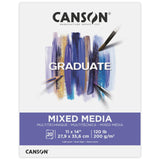Canson Graduate Mixed Media Pad, Foldover, 11x14 inch, 20 Sheets | Artist Paper for Adults and Students - Watercolors, Mixed Media, Markers and Art Journaling Canson
