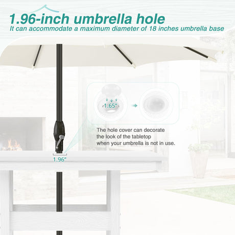 Homenjoy Patio Table and Chairs Set 5 Pieces, HDPS Weather Resistant Outdoor Dining Set, Square Outdoor Dining Table with 4 Patio Chairs, Patio Dining Set for Balcony, White Homenjoy