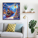 Christmas Tree Train Diamond Painting Kits for Adults, 5D Winter Diamond Art Kits for Adults Beginners, DIY Full Round Drill Diamond Dot Painting Gem Art Kits for Adult, Home Wall Decor 13.8x13.8 Inch LKHMVCA