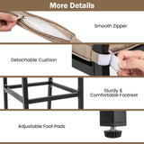 COSTWAY 3 Piece Outdoor Bar Table and Chairs Set, 55" Pub Height Bar Table & 2 Cushioned Bar Stools with Rhombus Backrest, Metal Patio Bar Table Set for Balcony, Backyard, Porch, Pool COSTWAY