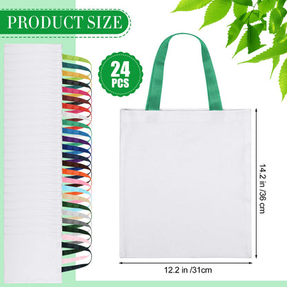 Paterr 24 Pcs Sublimation Blank Tote Bags Bulk DIY Heat Transfer Sublimation Bag for Christmas Gift 24 Colors(12.2 x 14.2'')