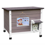 Deblue Insulated Cat Houses for Outdoor Cats, Weatherproof Feral Cat House with All-Round Foam, Wooden Cat Shelter for Multiple Cats - Grey Deblue