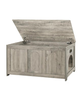 DINZI LVJ Cat Litter Box Enclosure, Flip Top Litter Box Furniture, Farmhouse Hidden Cat Washroom, Wooden Pet House, End Side Table, 39.4" L x 19.7" W x 19.7" H, Sturdy and Easy to Assemble, Gray Wash DINZI LVJ