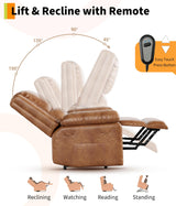 Garvee Electric Lift Recliner Chair - Heat and Massage, PU Leather Power Lift Recliner for Elderly & Mobility Impaired, Adjustable Back and Legs, Heavy Duty Lift Chair for Seniors Garvee