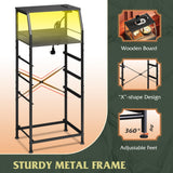 WLIVE Night Stand with Charger Station, Tall 4 Drawer Dresser for Bedroom, Black Nightstand with LED Light, Bed Side Table for Living Room with Shelf, Fabric Storage Bins, Metal Frame, Wood Furniture WLIVE