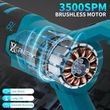 Cordless Reciprocating Saw with Rotated Handle, 2 x 6.0Ah Battery Brushless Power Reciprocating Saw with 12Pcs Blades, 28MM Reciprocating Stroke, Multiple Angles Cutting for Wood/Metal/PVC Canbrake