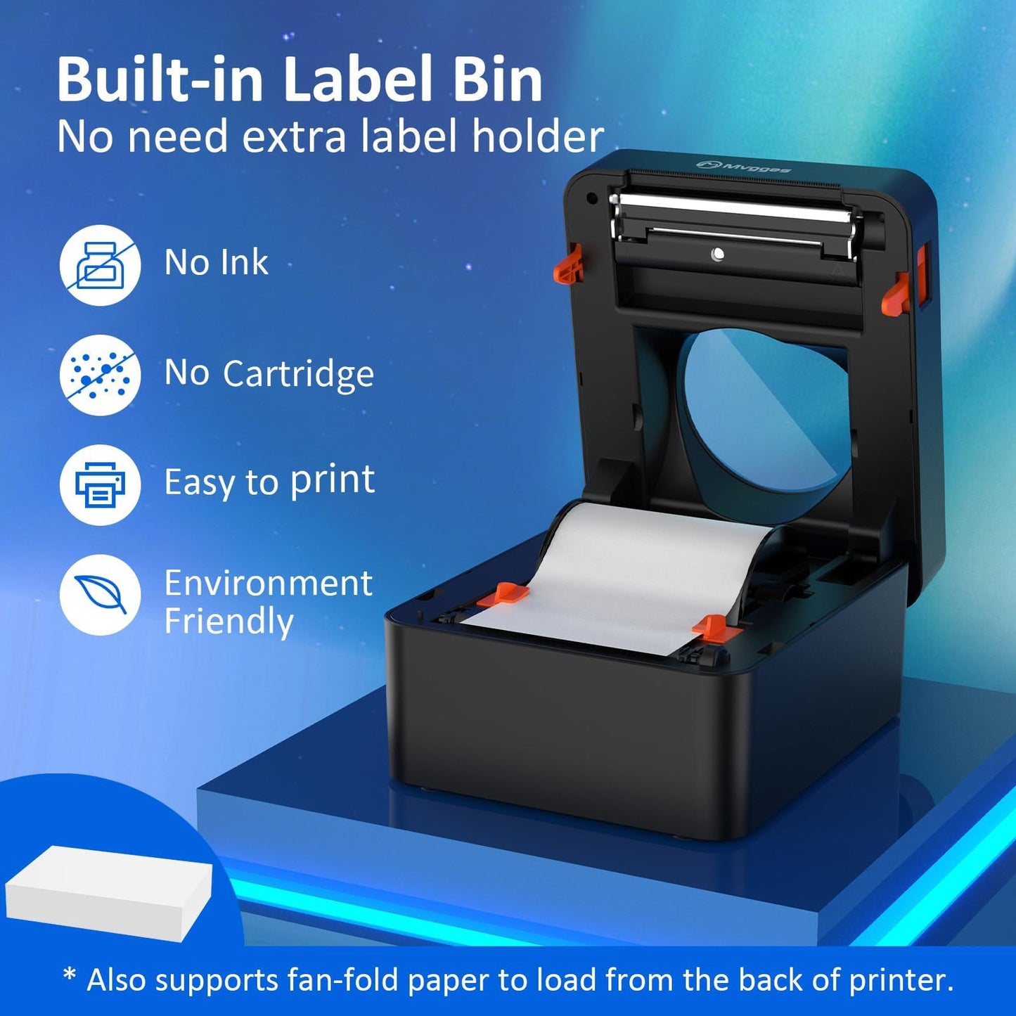 Mvgges Bluetooth Thermal Shipping Label Printer, 4X6 Label Printer for Shipping Packages Small Business, Support Windows, Mac, iOS, iPhone, Android, Used for Amazon, Ebay, Shopify, Etsy, UPS, USPS