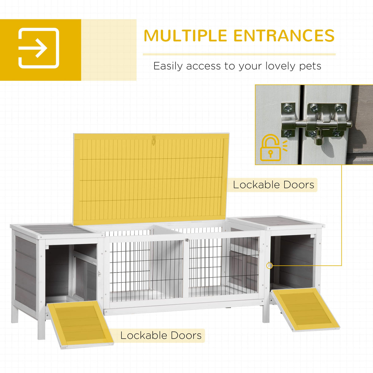 PawHut Rabbit Hutch, Bunny Cage, Guinea Pig House with Pull-Out Tray, and Divided Board for Indoor, White PawHut