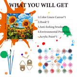 Fountor Paint by Numbers Kit for Adults Beginner, Sunflowers Adult Paint by Number Kits on Canvas Without Frame, Sunflower Field Landscape Oil Paint by Numbers for Home Decor Gift 16” W x 16”L Fountor