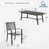 MFSTUDIO 9PCS Outdoor Patio Dining Set, Outdoor Table Chair Set with 1 Large Rectangular Expandable Table, 8 Armrest Chairs Include 6 Fixed and 2 Swivel Chair with Removable Cushions MFSTUDIO