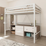 Allewie Metal Loft Bed Twin Size with Guardrail and Ladder, Small Space Saving Design for Bedroom Kid Room and Dorm, No Box Spring Needed, White Allewie