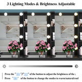 Gyfimoie 39 Inches Black Vanity Desk with Lights, 6-Drawers Makeup Vanity Table with Power Strip and Storage Shelves, Dressing Table with Lighted Mirror for Women Girls (Black) Gyfimoie