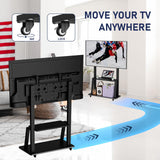 Duiliuu Rolling TV Stand, TV Stand with Wheels for 32-75 inch TV, Portable TV Stand with Shelf,Hight Adjustable,15° Adjustable Viewing Angle,Max 130LBS, Vesa max 600×400 Duiliuu