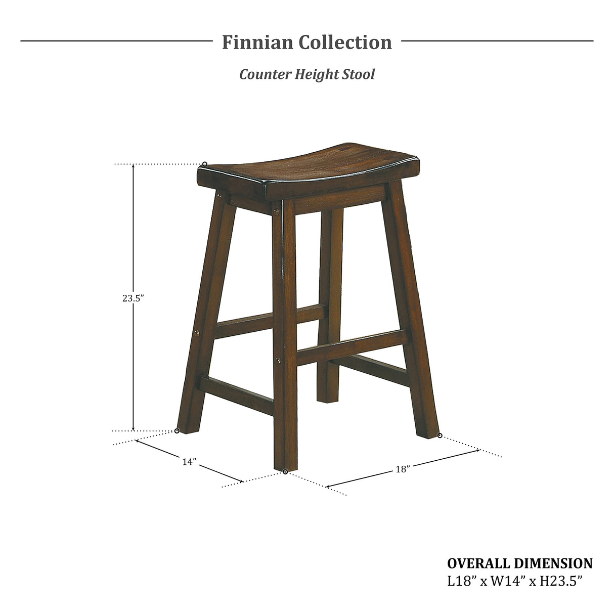 Lexicon Finnian Saddle Solid Wood Counter Height Bar Stool Set of 2 - Saddle Kitchen Stool Dining Height Stools for Dining, Armless Counter Chair Seating, Perfect Casual - 23.5" SH Distressed Cherry Lexicon