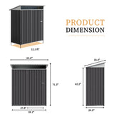 Vongrasig 5 x 3 FT Outdoor Storage Shed, Metal Shed Small Garden Tool Storage Shed with Large Window and Lockable Door for Outside Backyard Patio Lawn (Dark Grey) Vongrasig