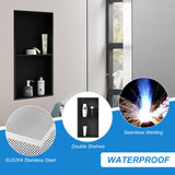 BWE Bathroom Wall Niche,12" X 24" X 4" Stainless Steel Shower Niche,Rimless Recessed Shower Shelf for Bathroom,Double Shelves Niche,No Tile Needed Matte Black BWE