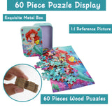 Princess Puzzles for Kids Ages 4-8 60 Pieces Jigsaw Puzzle for Girls and Boys in Metal Box - Educational Toys for Ages 3-5 (Princess 2502) doovide