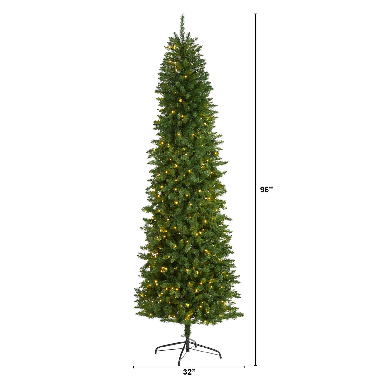 Nearly Natural 8ft. Slim Green Mountain Pine Artificial Christmas Tree with 400 Clear LED Lights Nearly Natural