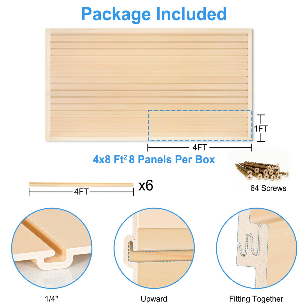 [8x4 Ft²] PVC Slat Wall Paneling, Adjustable Slatwall Panels with Coupling Structure, Slatted Wall Panel System with Customizable Storage Options, DIY Cutting & Easy-to-Install Slatwall Board Shelves QUEENLINK