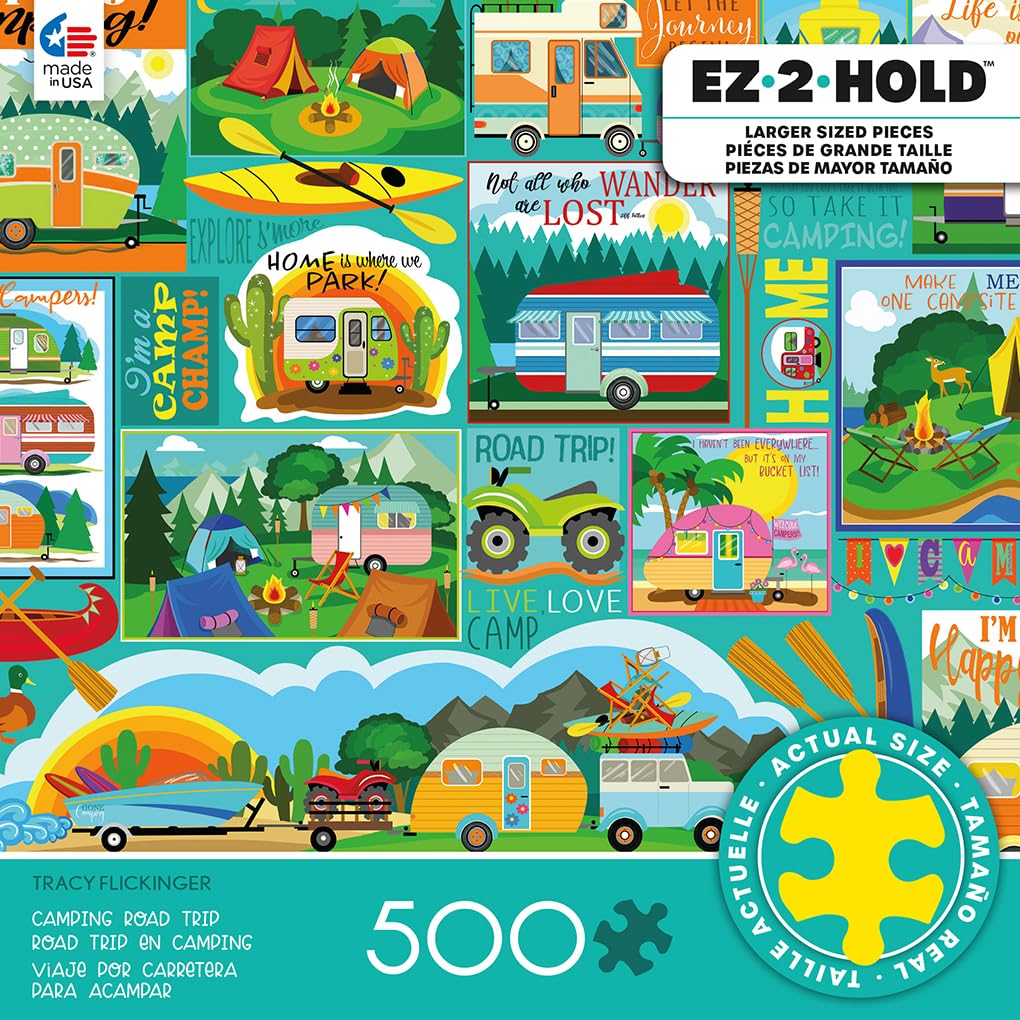 Ceaco - Tracy Flickinger - Camping Road Trip - 500 Larger Piece Jigsaw Puzzle