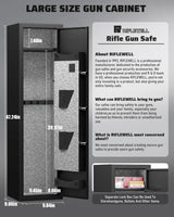Gun Safe, 2 Rifle Gun Safe, Gun Safes for Home Rifle and Pistols, Quick Access Gun Cabinets with LED Light, Rifle Safe with Adjustable Gun Rack and Removable Shelf Riflewell