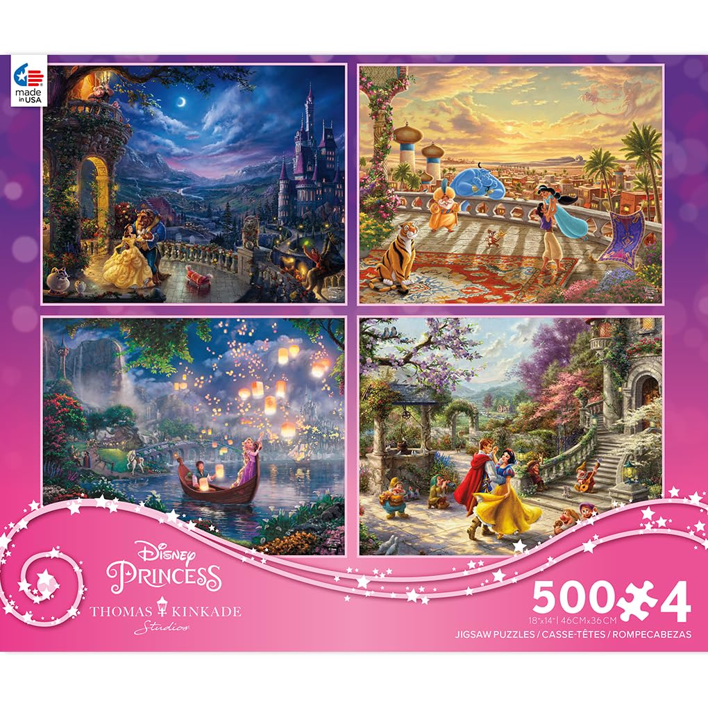 Ceaco - 4 in 1 Multipack - Disney - Thomas Kinkade - (4) 500 Piece Jigsaw Puzzles