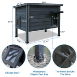 Luyitton Outdoor Insulated Cat House Feral Cat Enclosure Cat Shelter Weatherproof for Winter with All-Round Foam Escape Door luyitton