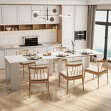 Kennkari Modern Expandable Dining Table for 2-10 People, Large Extendable Dining Room Table for Kitchen Living Room, Rectangle Kitchen Table (White 118" W) Kennkari