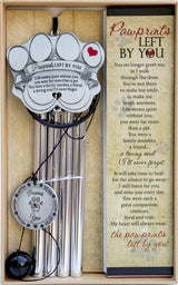 Pet Memorial Wind Chime - 18" Metal Casted Pawprint Wind Chime - A Beautiful Remembrance Gift for a Grieving Pet Owner - Includes Pawprints Left by You Poem Card Pawprints Left by You Memorial Gifts