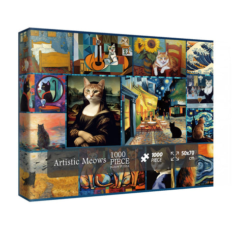 Cat Puzzles for Adults 1000 Piece, Kitten Animal Jigsaw Puzzle, Classic Artists Cat Puzzles for Adults Funny IdeaBazar