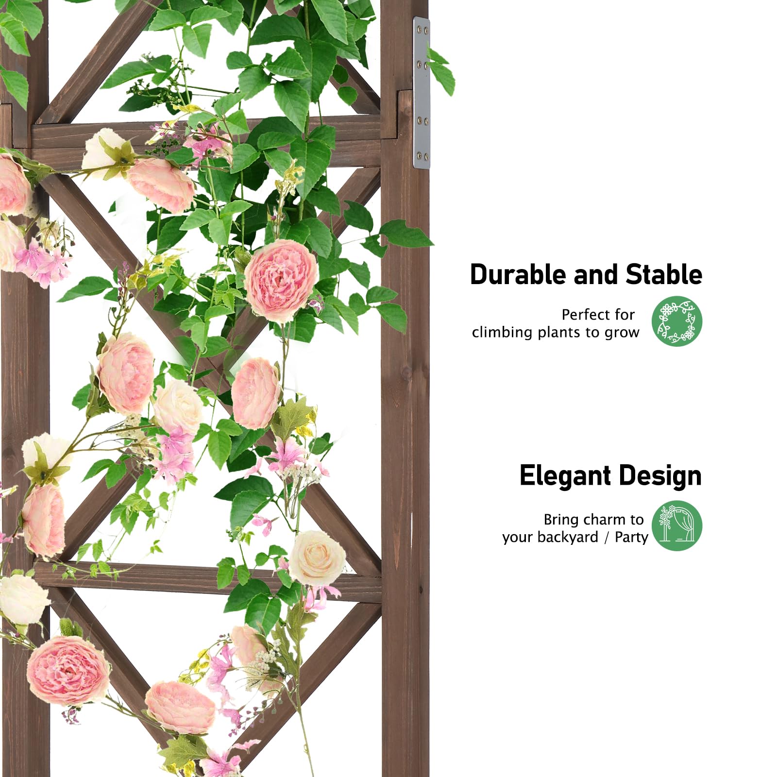 VINGLI Wooden Garden Arbor, Wedding Arch, 6.6ft Arch Backdrop Stand for Ceremony, Wood Trellis for Plant Climbing, Christmas Decor Pergola for Garden Backyard, Lawn - WoodArtSupply