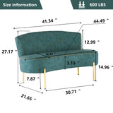 ALISH Upholstered Loveseat Settee Small Sofa Couch Modern Accent Sofa Bench with Backrest for Living Room Bedroom Teal ALISH
