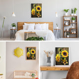 GDYEEH DIY 5D Sunflowers Diamond Art Kits, Butterfly Round Full Drill Sparkling Diamond Painting Picture, Flowers Diamond Painting Art Kits Craft for Adults Beginners, Home Wall Decor 12x16inch GDYEEH