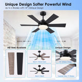 42 inch Ceiling Fans with Lights, Black Ceiling Fan with Remote APP, Dual-Sided Modern/Rustic 6 Blades, Reversible, 3CCT, Sloped Flush Mount Low Profile Ceiling Fan with Lights Bedroom Kitchen Indoor BayDay