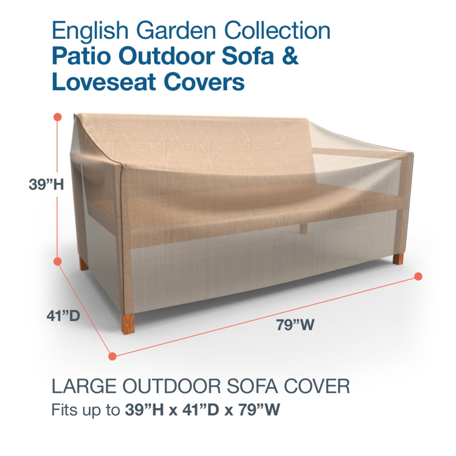 Budge P3W04PM1 English Garden Patio Sofa Cover Heavy Duty and Waterproof, Large, Two-Tone Tan - WoodArtSupply