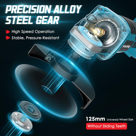 Cordless Angle Grinder for Makita 18v Battery: 8500RPM Brushless Grinder Tool- 5/8''-11 Spindle Small Angle Grinder for 4-1/2'' Wheels, 3 Variable Speed Settings for Cutting, Grinding, Bare Tool MtiolHig