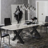 VEVOR Set of 2 Steel Table Legs, 28''Height 30''Wide Dining Table Legs, Heavy Duty 3.1" Square Box Section X Frame Table Legs, 28x30x3.1 Inch Black Color Industrial Country Style Metal Dining Legs VEVOR