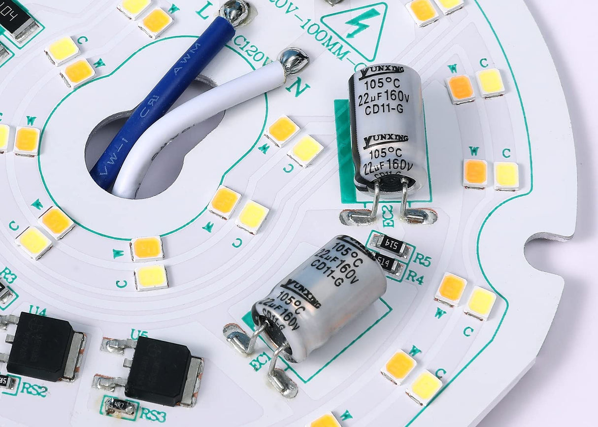 Ledytech 3.93'' LED Retrofit Light Kit for Ceiling Flush Light Ceiling Fan Light Replacement Panel PCB 18W Color Temperature Adjustable 3000K 4500K 6000K 2200LM 120V CRI90 Dimmable Ledytech