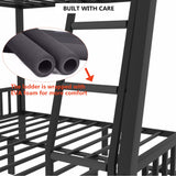 mikibama Full XL Over Queen Bunk,Metal Heavy Duty Bunk Beds for Adults,Queen Bunk Bed with Inclined Ladder,Industrial Bunkbeds for Kids,Adult,Small Spaces,Space Saving. (Black, Full XL Over Queen) mikibama