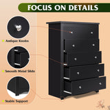 WLIVE Wood Dresser with 5 Drawer, Cabinets Dressers Wood Dresser Cabinet, Organizer Drawers for Bedroom, Living, Hallway, Measuring 15.7" W*31.4" D*45.3" H, Black ﻿ WLIVE