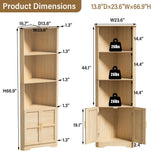 ROMMAK Corner Cabinet, 67'' Tall Corner Storage Cabinet with 2 Barn Doors and Adjustable Shelves for Living Room, Kitchen, Bathroom, Laundry Room, Natural Wood ROMMAK