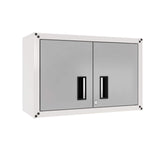 itbe Ready-to-Assemble Floating Garage Storage Cabinet - Wall Mount Garage Cabinet w/Lockable 2 Doors, 44 lbs Shelf Capacity, Removable Shelf, Small Steel Metal Cabinet (White and Grey) itbe