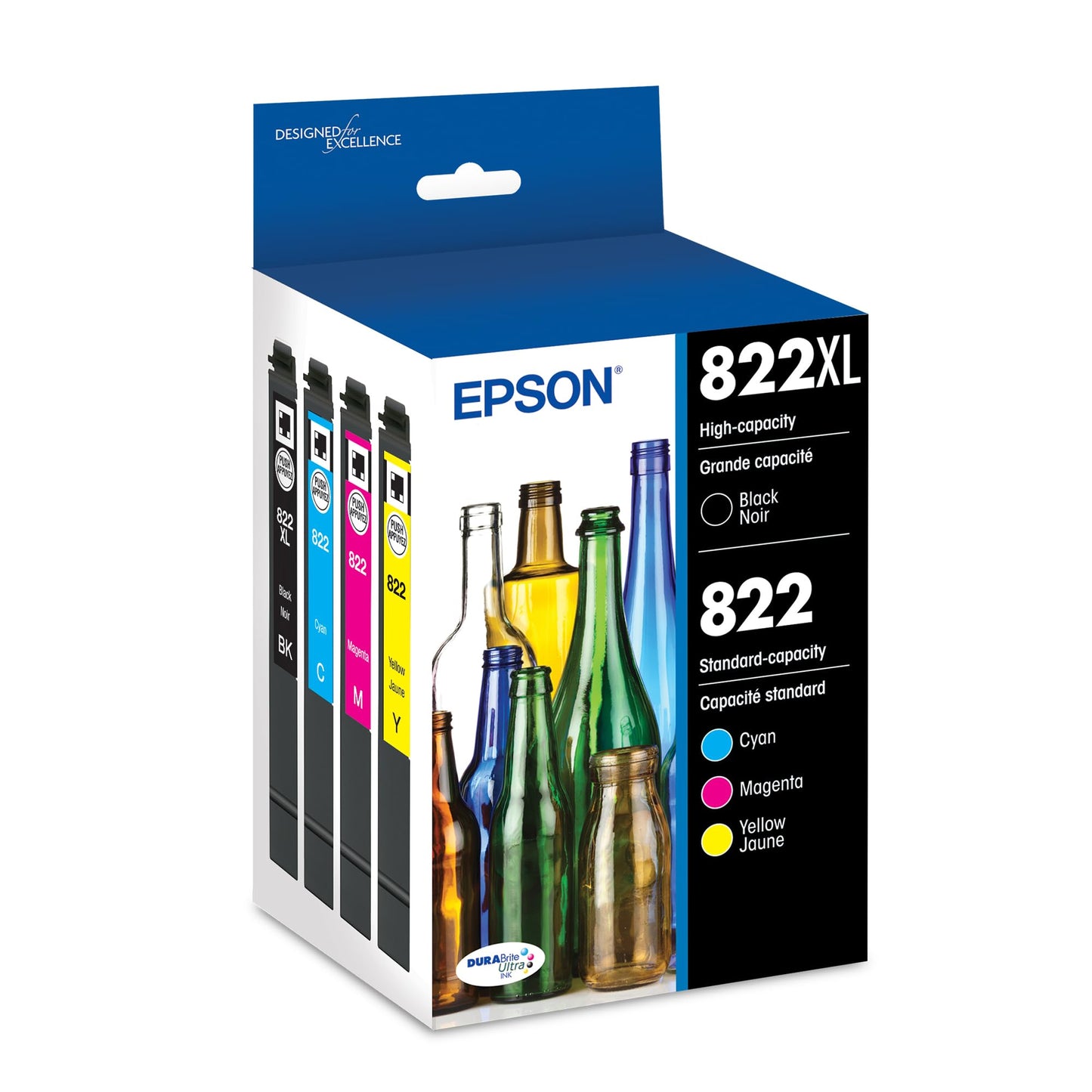 EPSON 822 DURABrite Ultra Ink High Capacity Black & Standard Color Cartridge Combo Pack (T822XL-BCS) Works with WorkForce Pro WF-3820, WF-3823, WF-4820, WF-4830, WF-4833, WF-4834